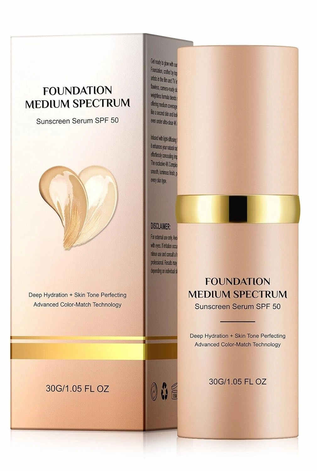 4 in 1 Color Changing Foundation Liquid Full Coverage Concealer with SPF 50  Waterproof Hydrating Oil-Free BB Cream Makeup for Flawless Nude Face 30ml
