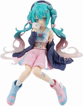 4-Inch Anime Girl Figure with Teal Hair in Sitting Pose | Talented Music Singer-Themed Collectible Statue | Perfect for Fans of Japanese Animation, Vocal Performance, and Figure Collectors