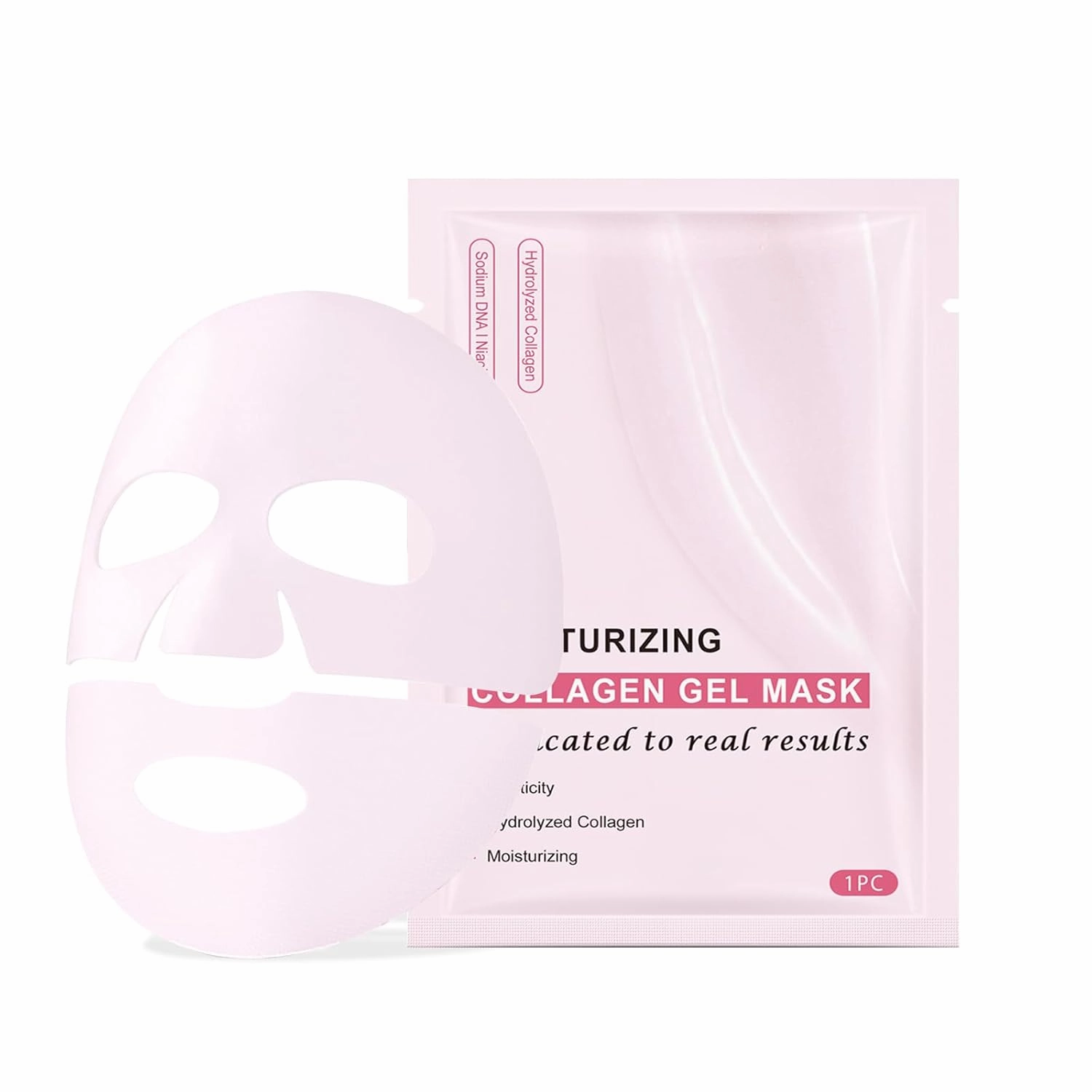 4Pcs Bio Collagen Mask, Collagen Hydrating Face Mask, Deeply Moisturizes Firms Skin to Improve Facial Wrinkles Pore Minimizing (Pink)