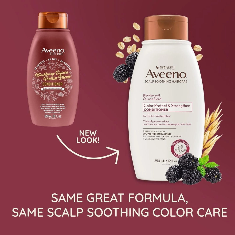 4x Aveeno Color Protect & Strengthen Blackberry & Quinoa Blend Conditioner 354ml