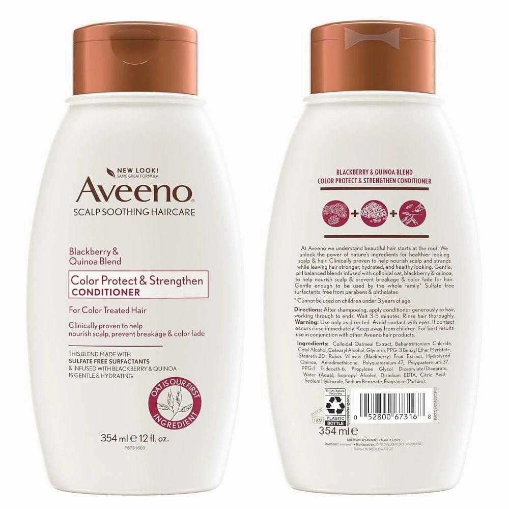 4x Aveeno Color Protect & Strengthen Blackberry & Quinoa Blend Conditioner 354ml