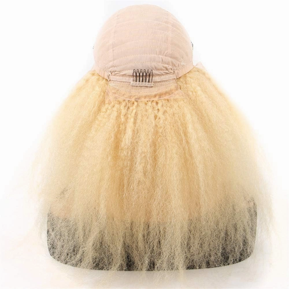 613 13x6 Kinky Straight Human Hair Wig for Women 180% Density HD Transparent Lace Front Wigs Pre Plucked with Baby Hair Natural Hairline Yaki Straight Brazilian Virgin Human Hair Wigs 24inch