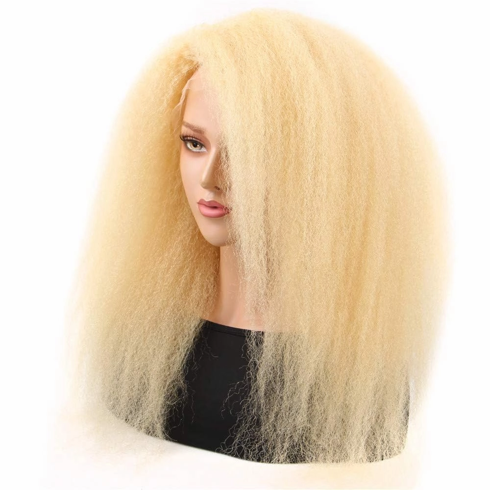 613 13x6 Kinky Straight Human Hair Wig for Women 180% Density HD Transparent Lace Front Wigs Pre Plucked with Baby Hair Natural Hairline Yaki Straight Brazilian Virgin Human Hair Wigs 24inch