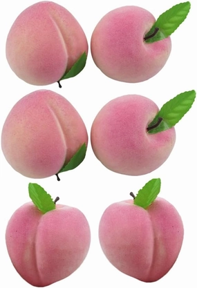6pcs Fake Peaches Artificial Fruits 3.2 Inch Realistic Simulated Faux Peaches Lifelike Peach Fruit Decor for Home Kitchen Display Birthday Party Decoration Photo Props
