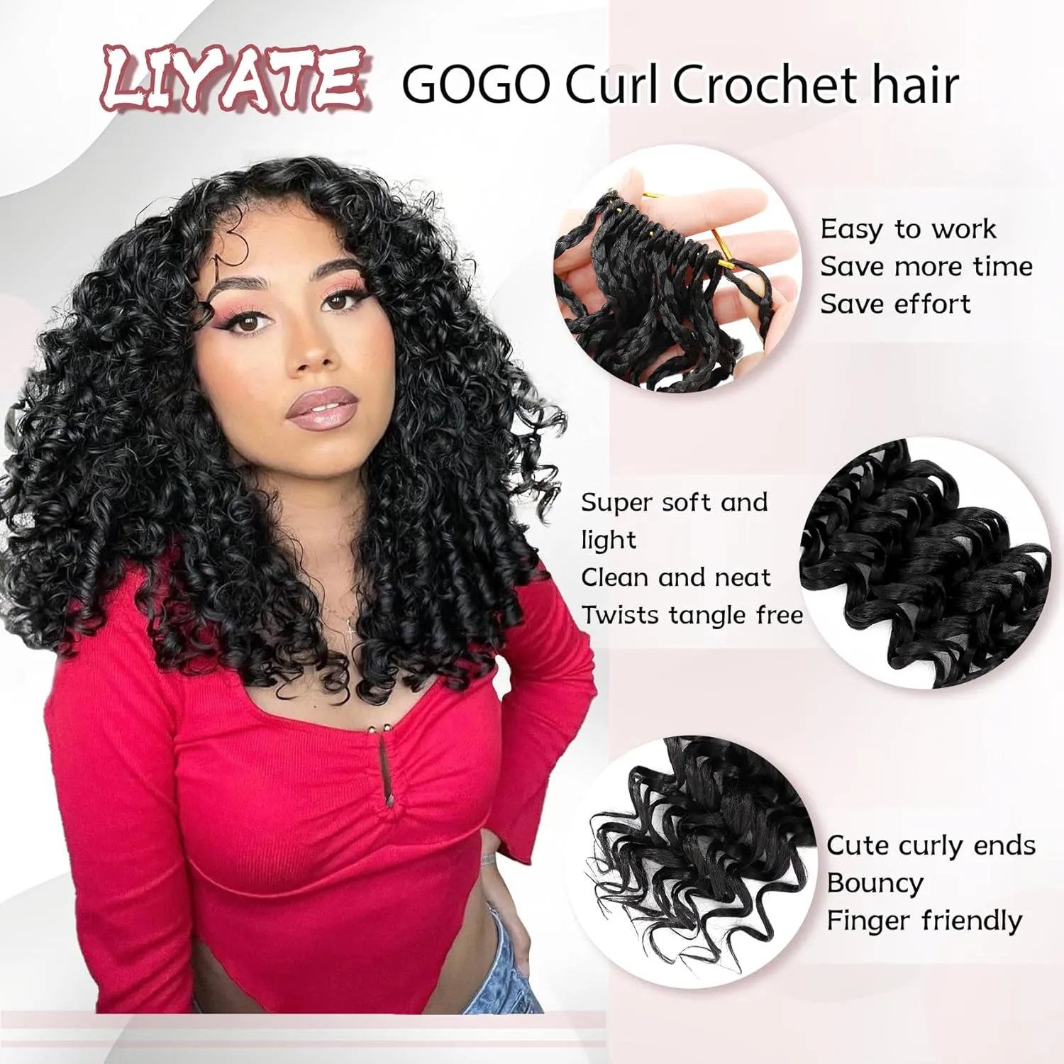 7 Packs Gogo Curl Crochet Hair for Women 10 Inch Pre-Twisted Curly Crochet Hair Deep Ocean Water Wave Beach Curl Crochet Braids Synthetic Braiding Hair Extensions (10 Inch, 1B)