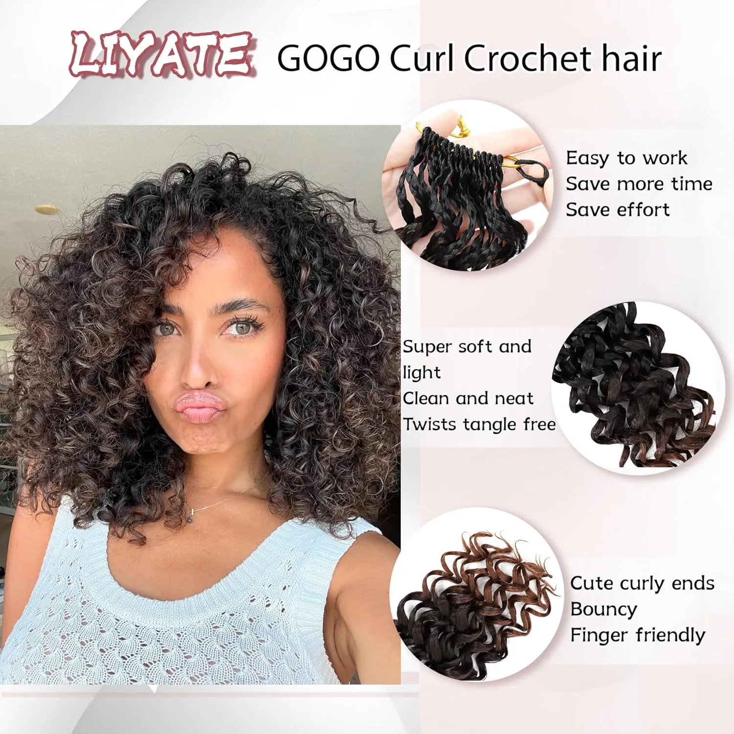 7 Packs Gogo Curl Crochet Hair for Women 10 Inch Pre-Twisted Curly Crochet Hair Pre Looped Deep Ocean Water Wave Beach Curl Crochet Braids Synthetic Braiding Hair Extensions (10 Inch, 1B/4/30)