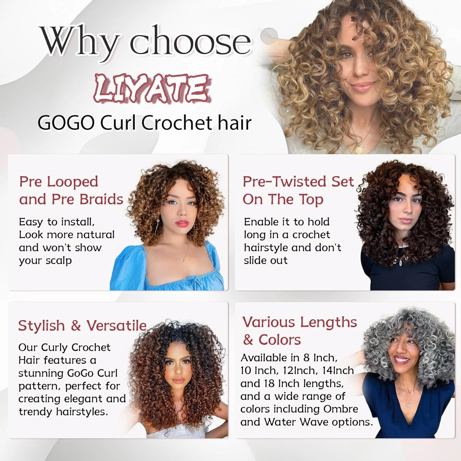 7 Packs Gogo Curl Crochet Hair for Women 10 Inch Pre-Twisted Curly Crochet Hair Pre Looped Deep Ocean Water Wave Beach Curl Crochet Braids Synthetic Braiding Hair Extensions (10 Inch, 1B/30/27)