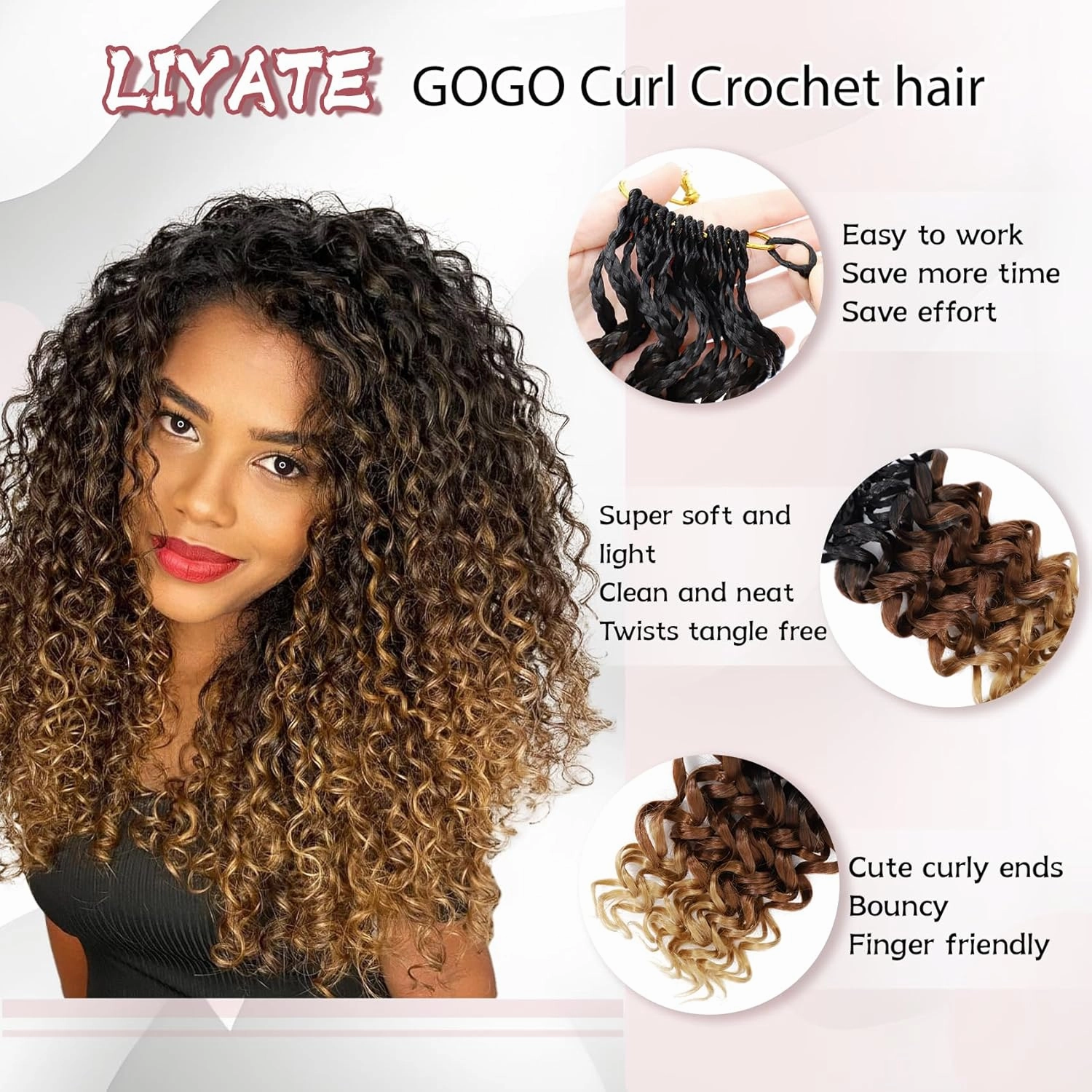 7 Packs Gogo Curl Crochet Hair for Women 10 Inch Pre-Twisted Curly Crochet Hair Pre Looped Deep Ocean Water Wave Beach Curl Crochet Braids Synthetic Braiding Hair Extensions (10 Inch, 1B/30/27)