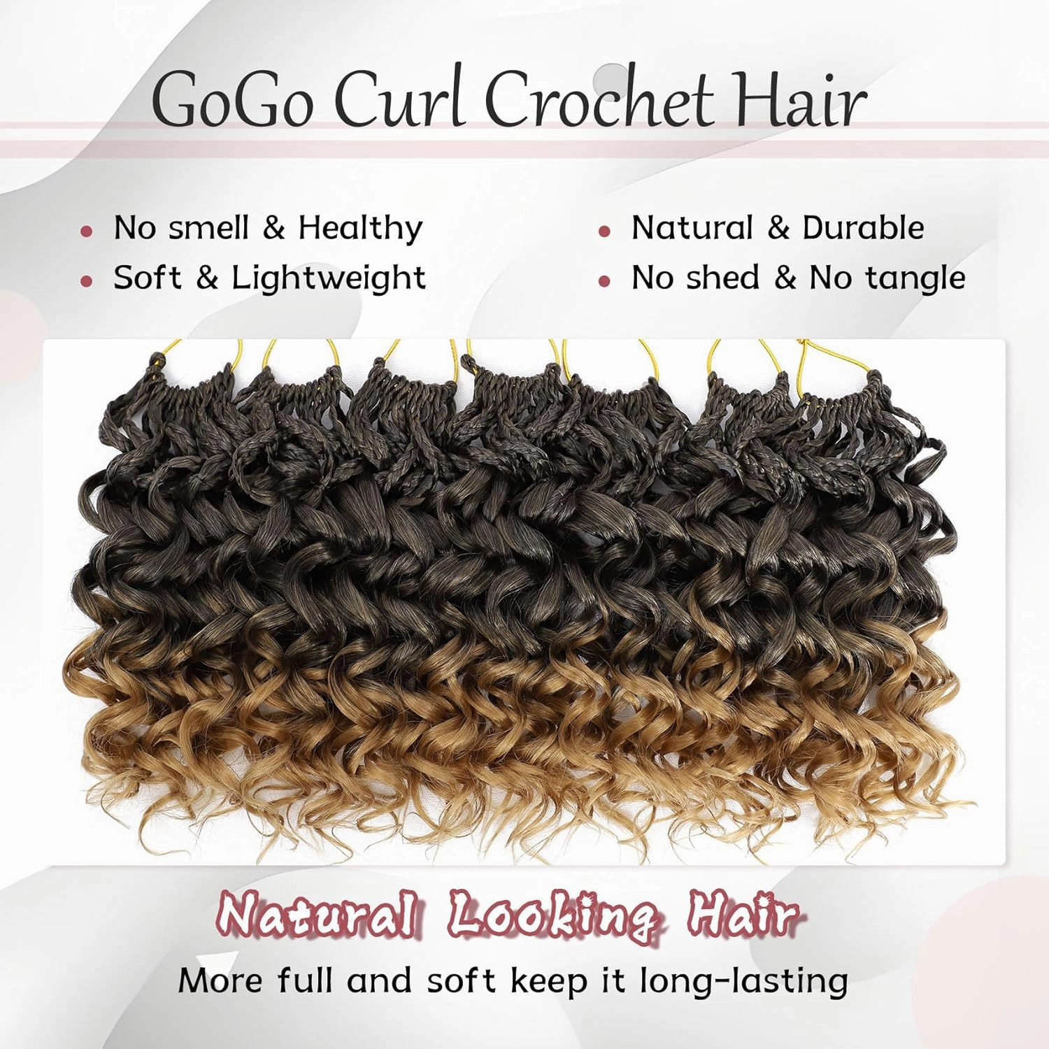 7 Packs Gogo Curl Crochet Hair for Women 8 Inch Pre-Twisted Curly Crochet Hair Pre Looped Deep Ocean Water Wave Beach Curl Crochet Braids Synthetic Braiding Hair Extensions (8 Inch, 1B/27)