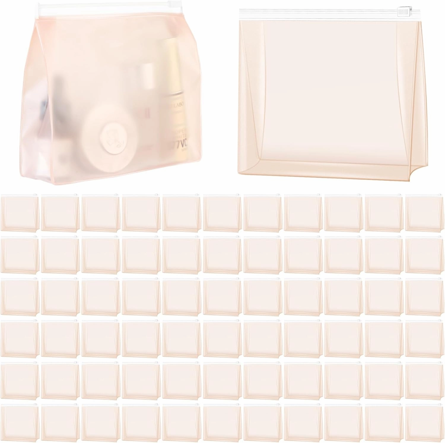 80 Pack Mini Pink Clear Makeup Bag Organizer Pouches Cosmetic Zipper Pouch Small Travel Pouches for Toiletries Transparent EVA Reusable Wash Bags Bulk Waterproof Plastic Gift Bags, Pink Frosted, 5.9”