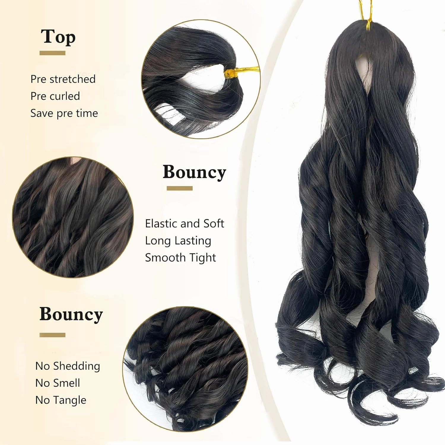 8 Packs French Curl Braiding Hair 14Inch Pre Stretched Braiding Hair Extensions, Loose Wave Bouncy Braiding Hair Soft French Curl Braiding Hair for Women (8Packs,2#)