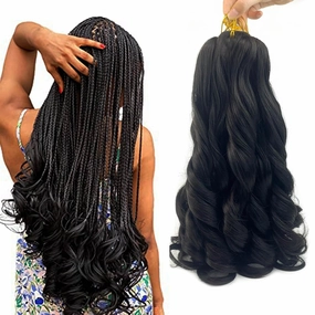 8 Packs French Curl Braiding Hair 14Inch Pre Stretched Braiding Hair Extensions, Loose Wave Bouncy Braiding Hair Soft French Curl Braiding Hair for Women (8Packs,2#)