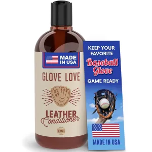 [8oz] Baseball Glove Conditioner, 3 in 1 Break In, Protects, Conditions Leather Sports Equipment, Glove Oil & Conditioner for Softball Baseball Gloves, Restores & Extends Life of Leather, Made in USA