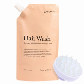 [8 oz] Hair Wash Hair Cleansing Cream   Scalp Brush for All Hair Types | Color Protectant | Natural | Sulfate-Free | Paraben, Detergent & Cruelty-Free | Shampoo & Conditioner Alternative