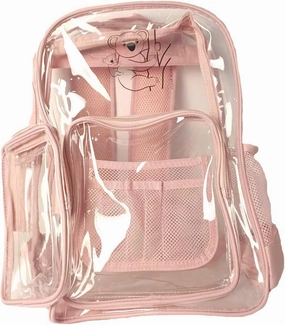 | Clear Backpack Heavy Duty - PVC Transparent Backpack Large Clear Book Bag for College Work (Pink)