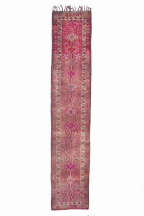 'Hibiscus' Vintage Turkish Ombre Runner - 2'9" x 14'2"