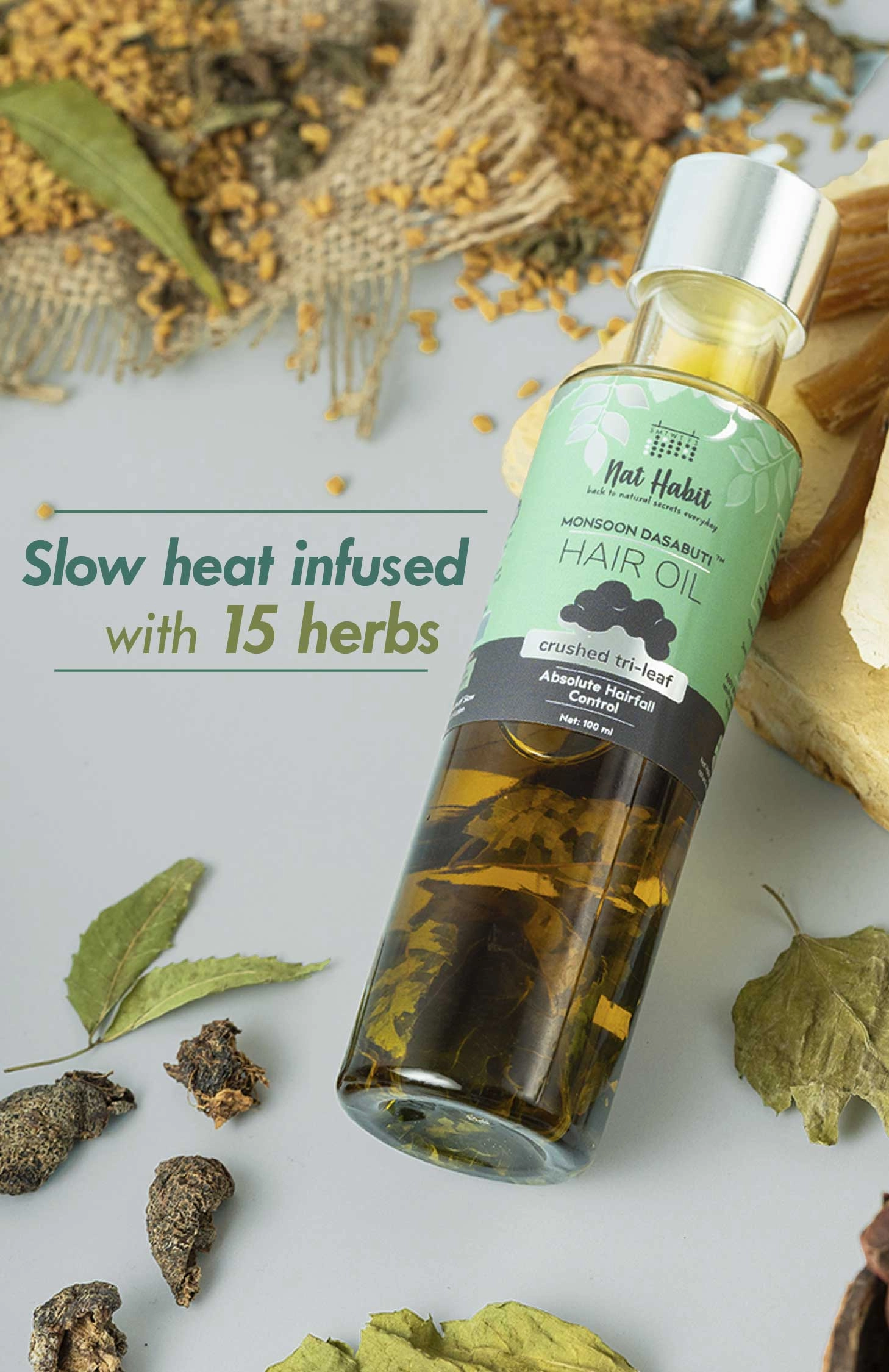 <strong>Crushed Tri-Leaf Rosemary Monsoon Hair Oil</strong> <br><i>Absolute Hairfall Control</i>