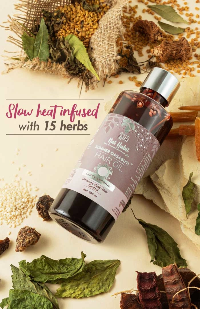 <strong>Curry Sesame Summer Hair Oil</strong> <br><i>Grey-Hair Control</i>