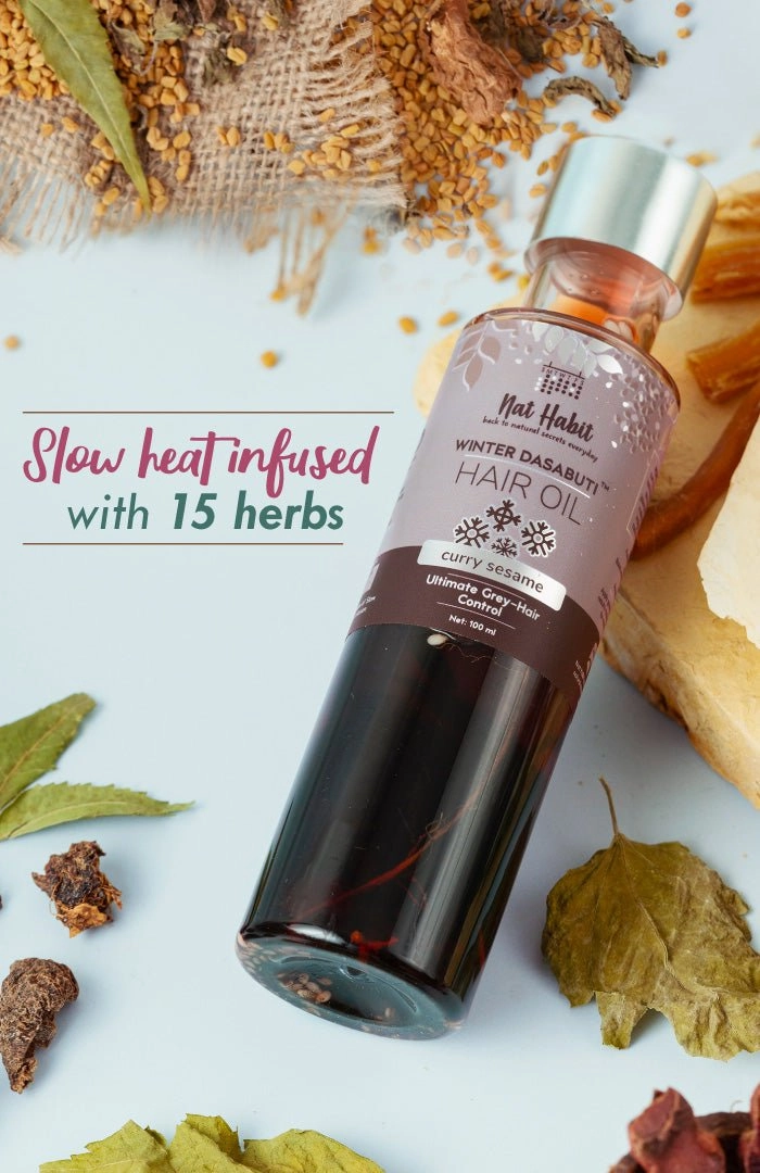 <strong>Curry Sesame Winter Hair Oil</strong> <br><i>Grey-Hair Control</i>