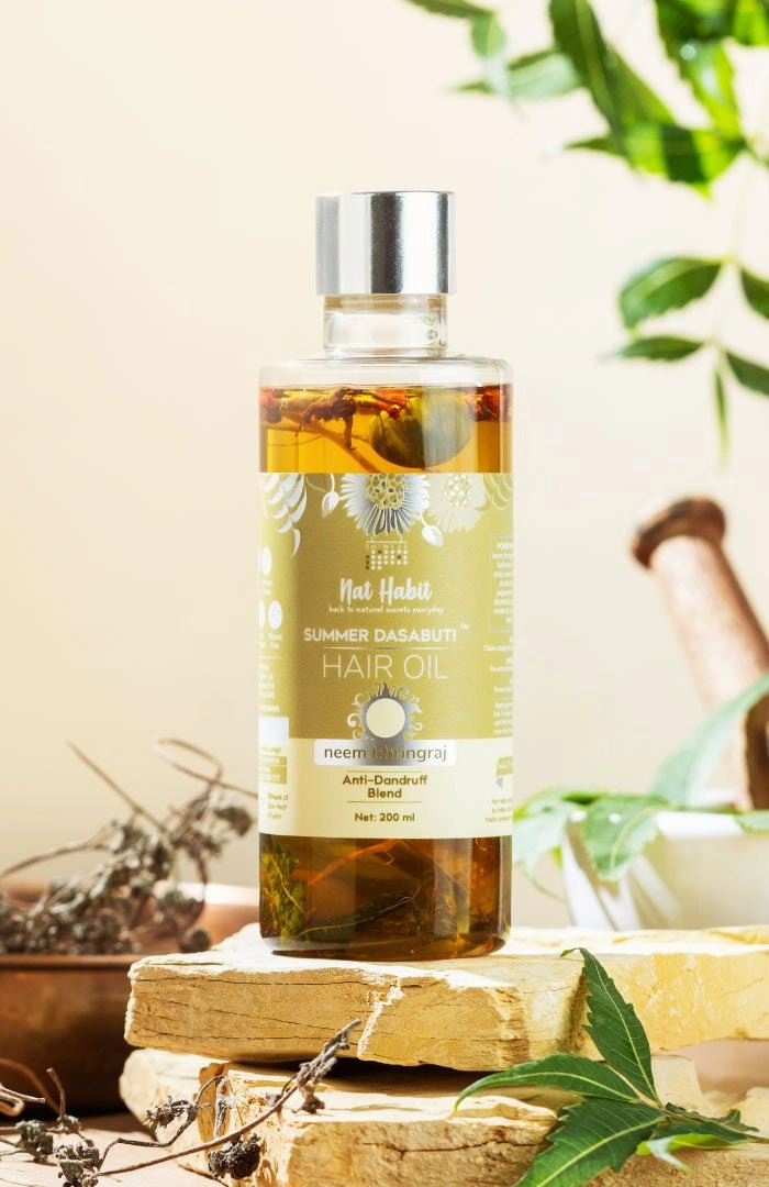 <strong>Neem Bhringraj Summer Hair Oil</strong> <br><i>Anti-Dandruff Blend</i>