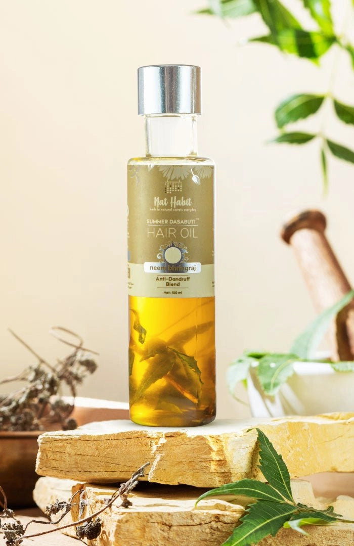 <strong>Neem Bhringraj Summer Hair Oil</strong> <br><i>Anti-Dandruff Blend</i>