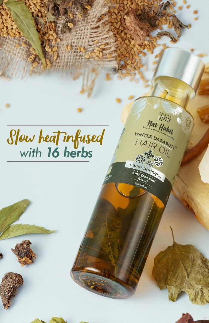 <strong>Neem Bhringraj Winter Hair Oil</strong> <br><i>Anti-Dandruff Blend</i>