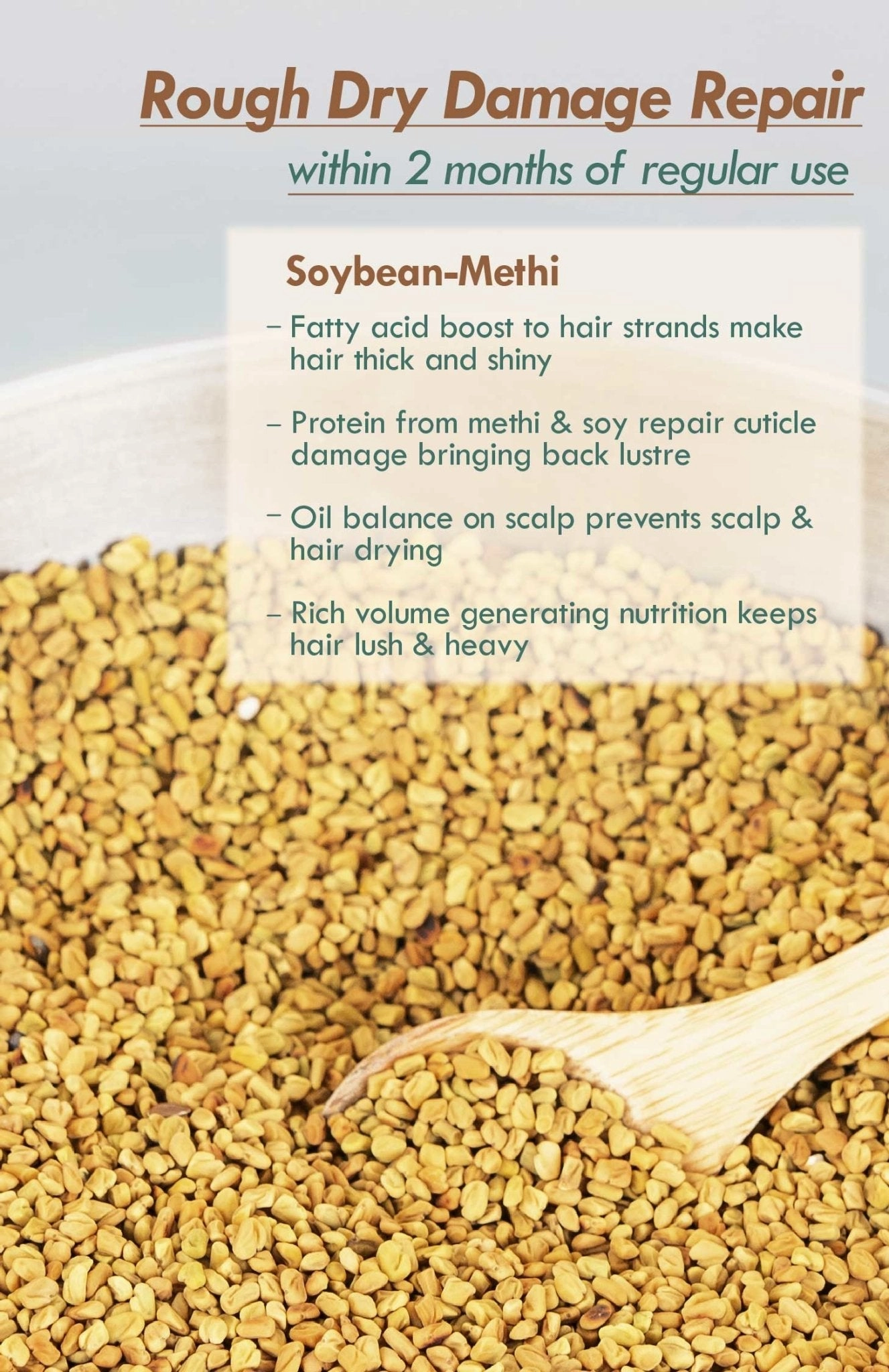 <strong>Soybean Methi Monsoon Hair Oil</strong> <br><i>Rough Dry Damage Repair</i>