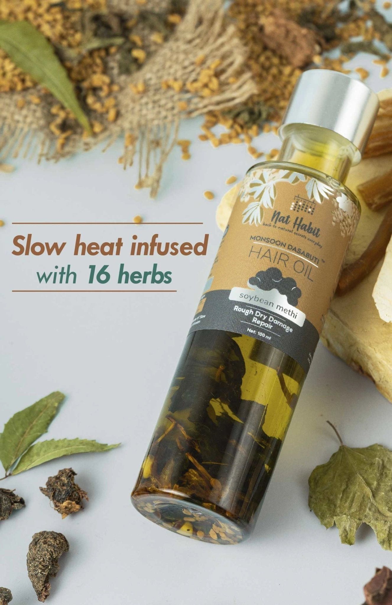<strong>Soybean Methi Monsoon Hair Oil</strong> <br><i>Rough Dry Damage Repair</i>