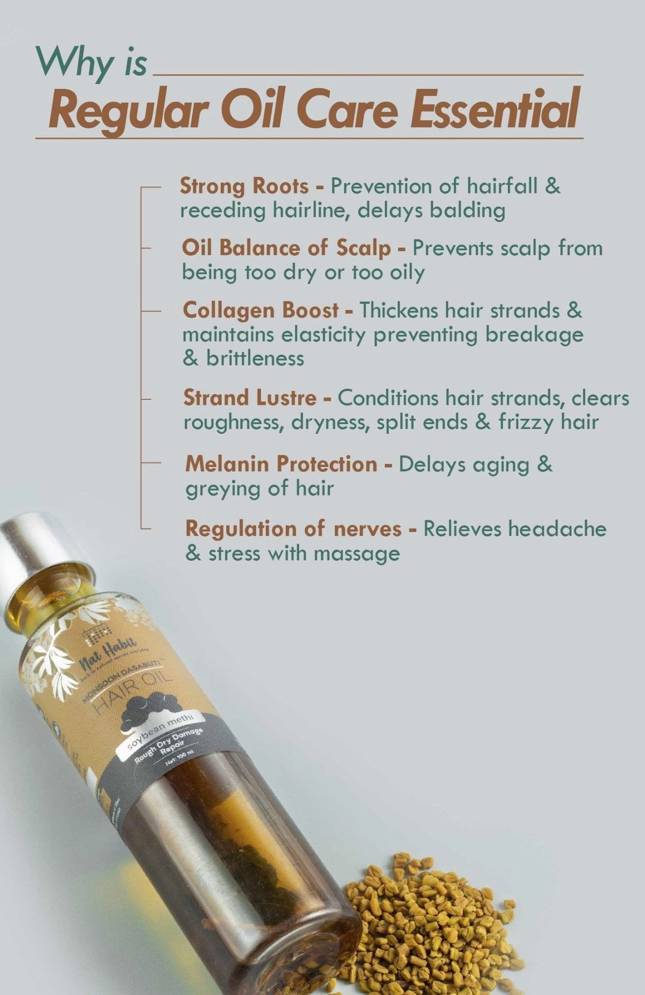 <strong>Soybean Methi Monsoon Hair Oil</strong> <br><i>Rough Dry Damage Repair</i>