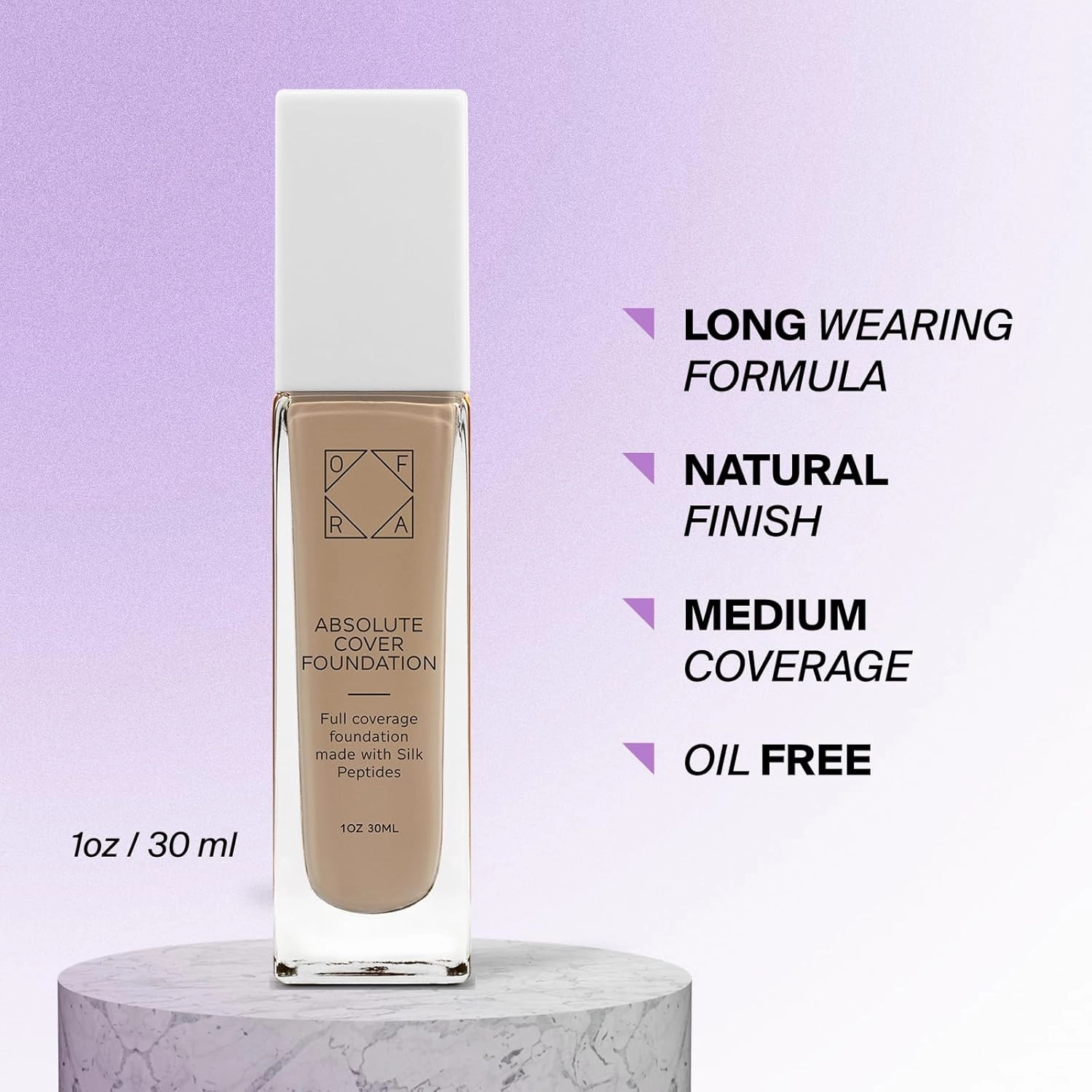 Absolute Cover Foundation #5 | Liquid Medium Coverage Foundation with Natural FInish | Oil-Free Face Makeup | Medium Shade with Cool Undertone | 1oz/30ml