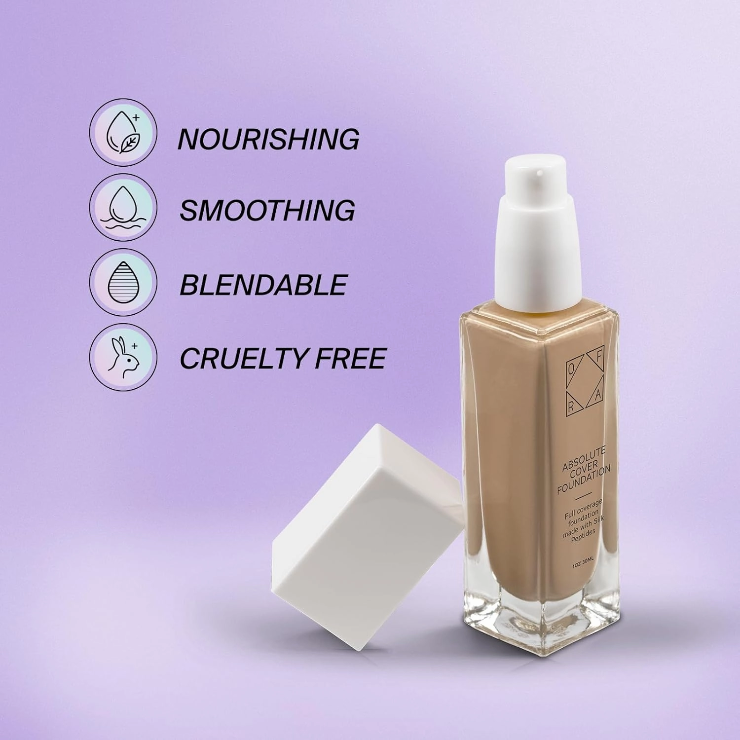 Absolute Cover Foundation #5 | Liquid Medium Coverage Foundation with Natural FInish | Oil-Free Face Makeup | Medium Shade with Cool Undertone | 1oz/30ml