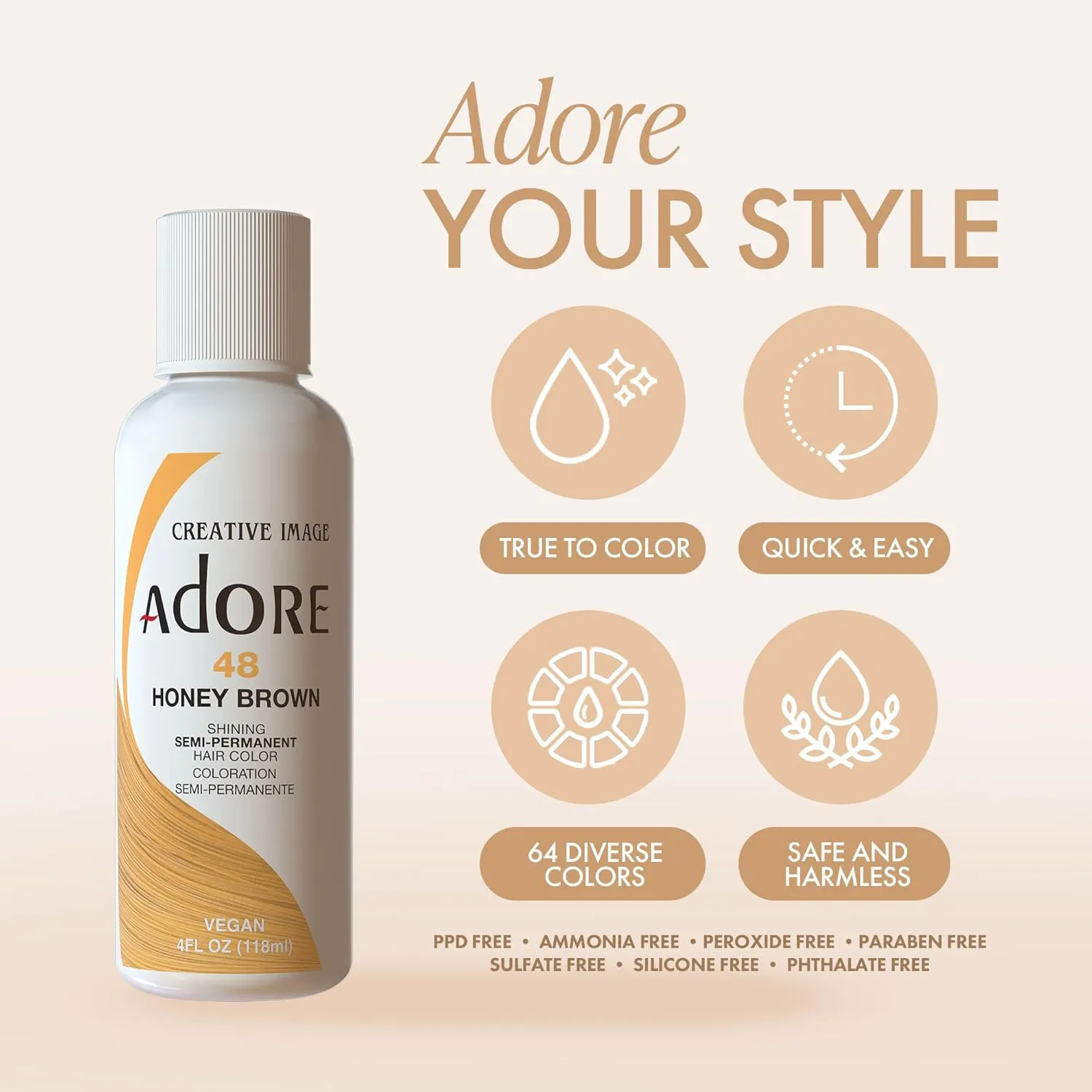 Adore Semi Permanent Hair Color - Vegan and Cruelty-Free Pink Hair Dye - 4 Fl Oz - 142 Pink Blush (Pack of 2)