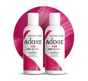 Adore Semi Permanent Hair Color - Vegan and Cruelty-Free Pink Hair Dye - 4 Fl Oz - 142 Pink Blush (Pack of 2)