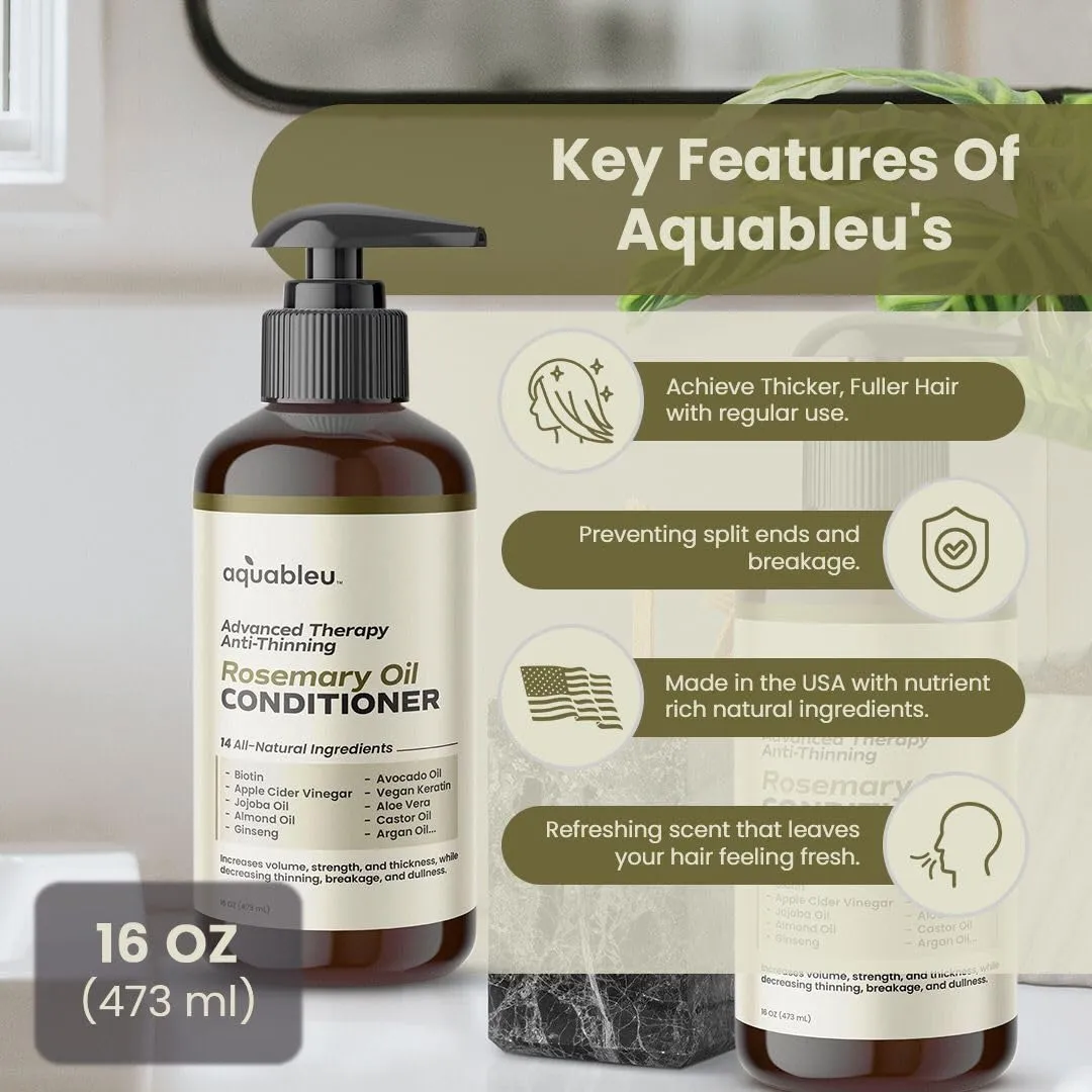 Advanced Therapy Anti-Thinning Rosemary Oil Conditioner - Infused with 14 All-Natural Ingredients for Enhanced Volume, Strength, Thickness, and Nourishment (16oz)