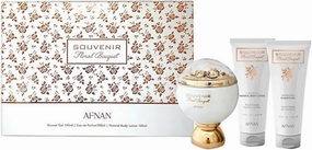 Afnan Souvenir Floral Bouquet Women's Luxurious Perfume Gift Set – Eau De Parfum, Body Lotion, Shower Gel