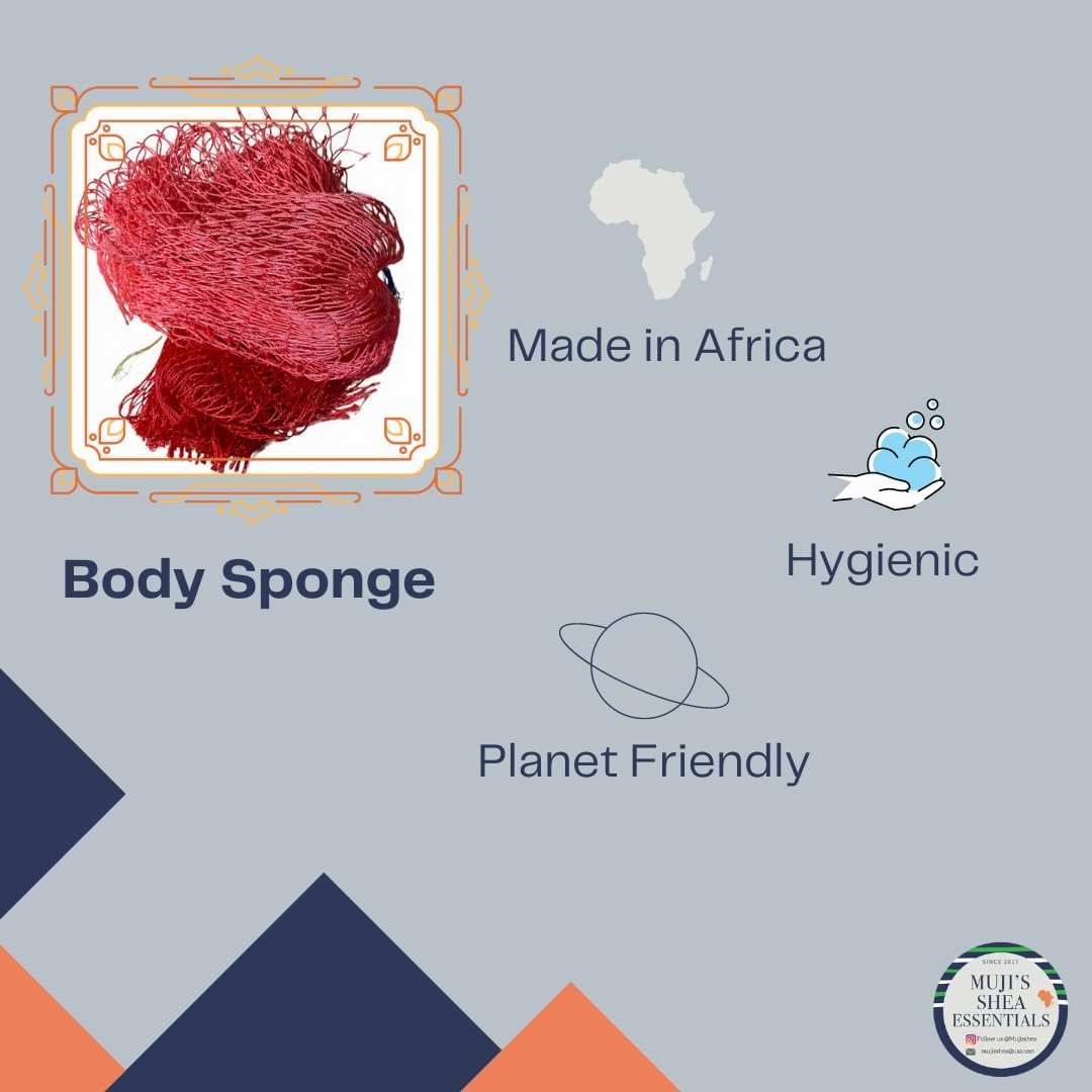 African Mesh Body Sponge, Net Loufah, Net Sponge from Africa (Peach)
