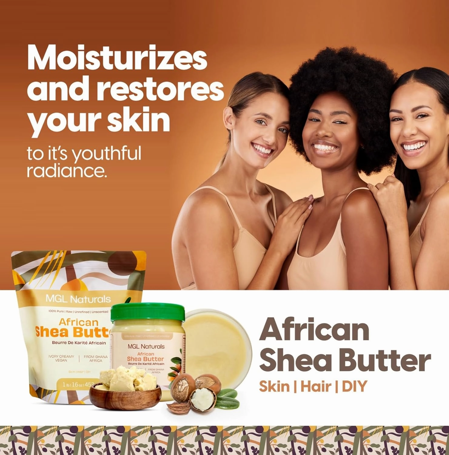 African Shea Butter Ivory 2.2 lb 100% Pure, Raw and Unrefined. Nourish and moisturize. Use alone or DIY recipes. From Ghana, Africa. (35.3oz | 2.2 lb | 1kg)