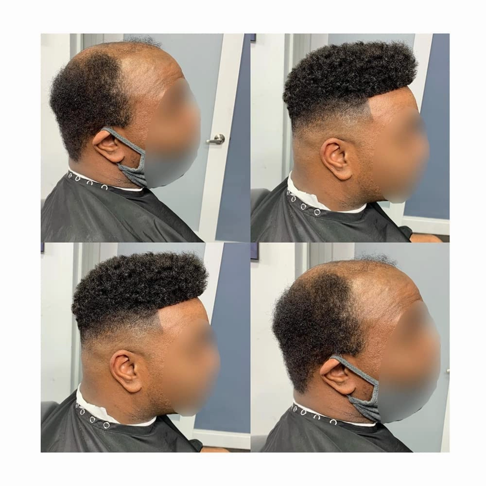 Afro Curl Toupee for Black Men Hair Piece Real Human Hair Full Poly Skin Curly Hair System for Black Men Weave Hair Units African American Mens Toupee 8x10 1B# OFF BLACK 6MM Afro Wave
