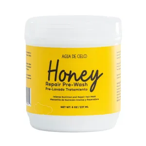 Agua de Cielo Honey Repair Pre-Poo - Nourishing Pre-Wash Honey Hair Mask, Helps Reduce Hair Moisture Loss when Shampooing, Deep Repair & Hydration, with Macadamia Oil, Shea Butter, Castor Oil - 8 Oz