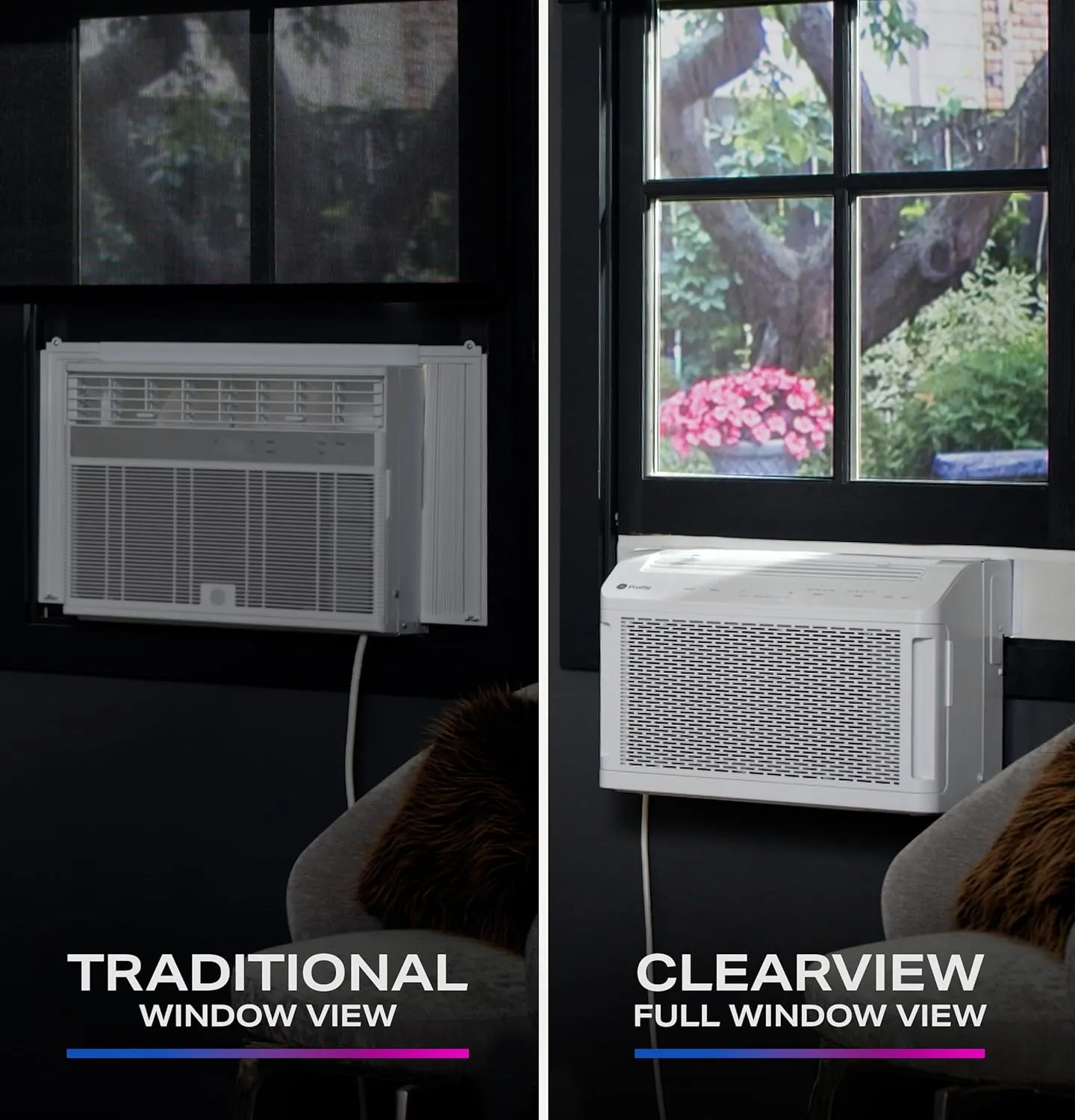 AHTT08BC Clearview Air Conditioner 8,300, WiFi Enabled, Ultra Quiet for Medium Rooms up to 350 Sq. FT, Full Window View with Easy Installation, Flex-Depth Design, 8300 BTU, White