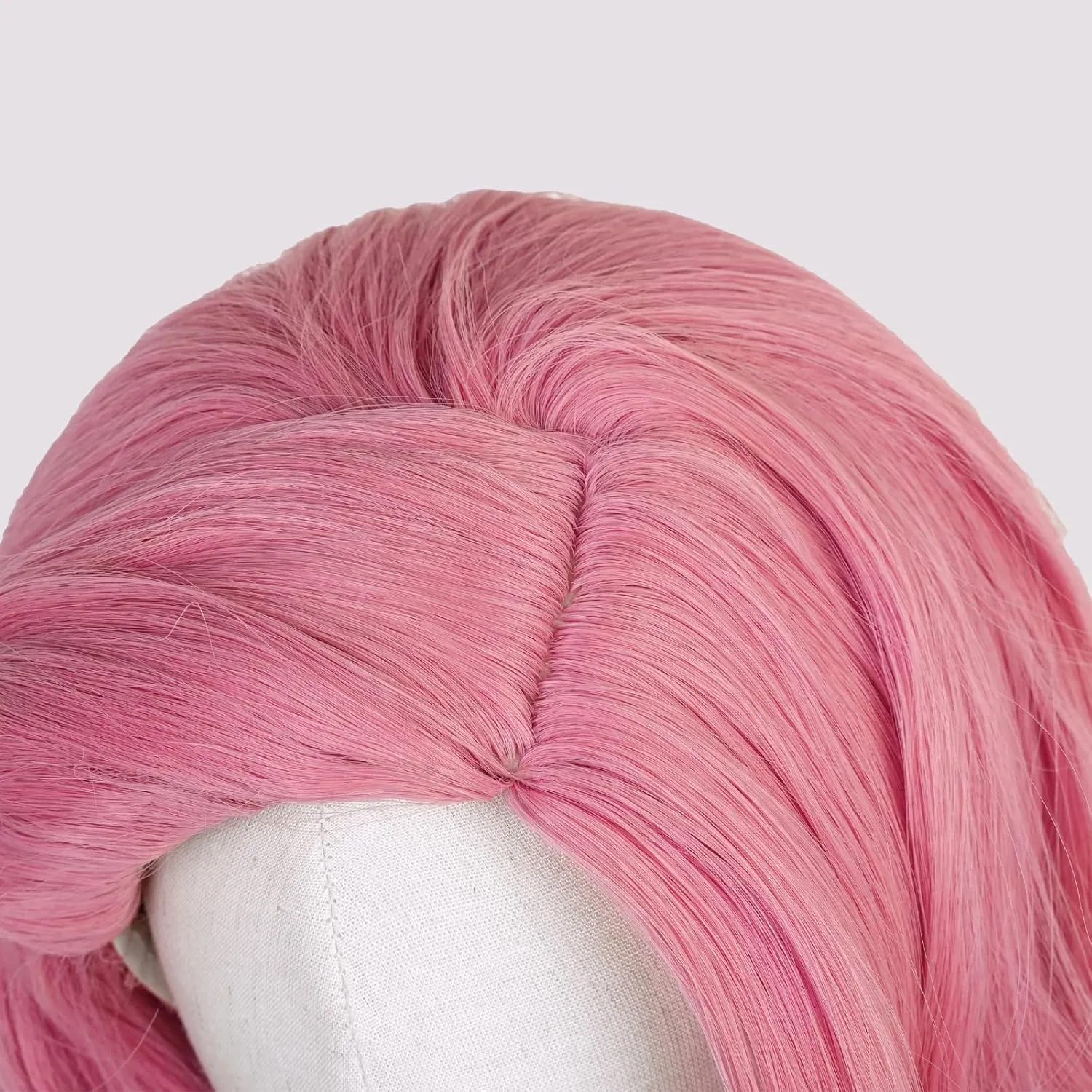 Aicos Kids Long Pink Curly Wig with Heart Hair and Necklaces for Cosplay Costume Wig