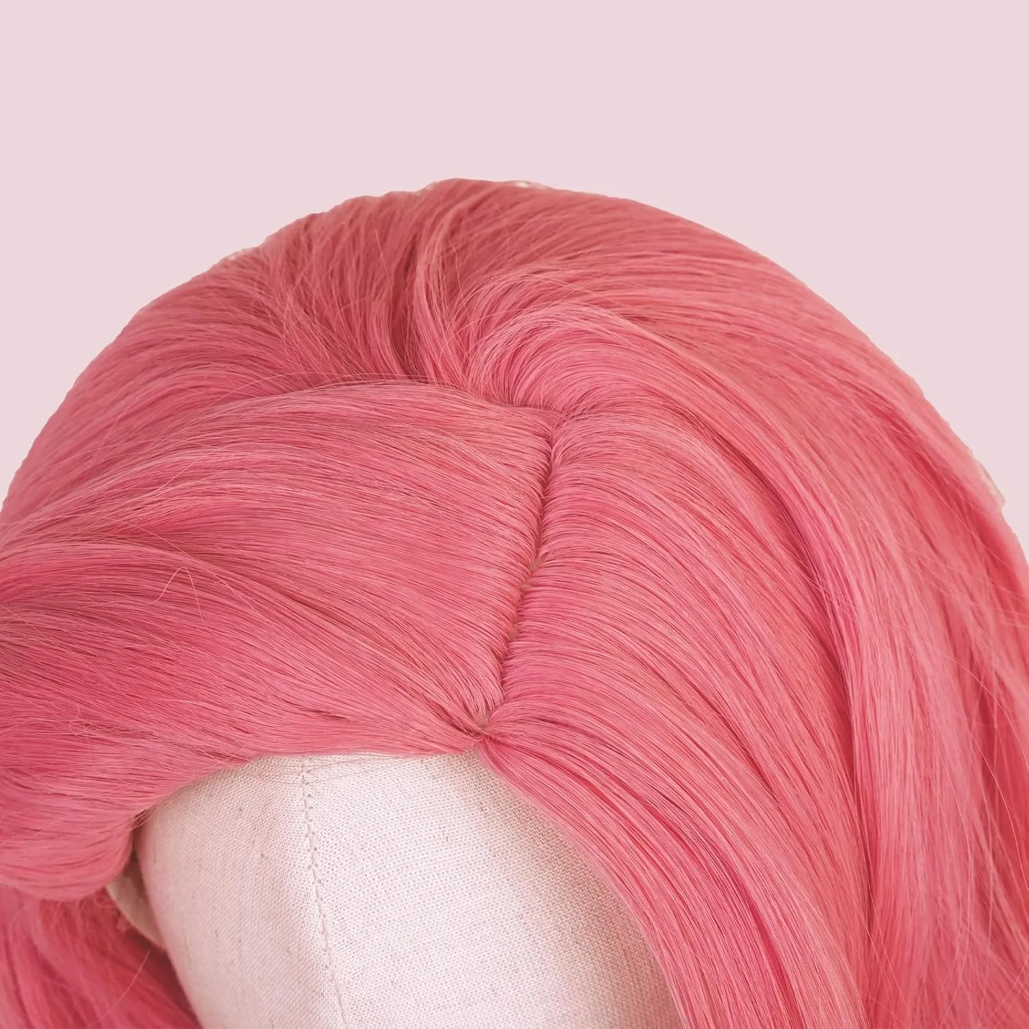 Aicos Kids Long Pink Curly Wig with Heart Hair and Necklaces for Cosplay Costume Wig