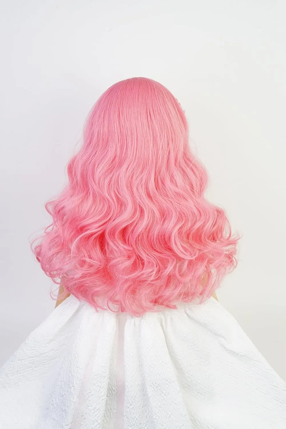 Aicos Pink Curly Wigs for Kids Grils Long Curly Wig with Heart Clips   Necklaces for Halloween Christmas Costume Party