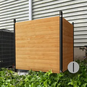 Air Conditioner Fence Wood Privacy Screen，Horizontal Privacy Fence Panels for Outside，Outdoor Trash Can Pool Equipment Enclosure Panels with Metal Stakes，42"" H x 38"" W, 2 Panels, ZL-0020