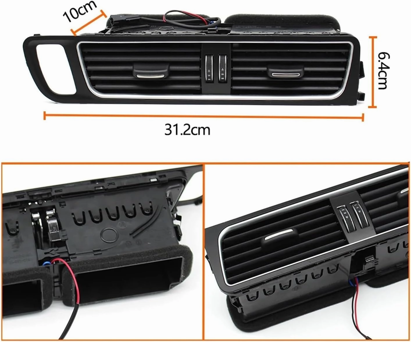 Air conditioning air outlet LHD Front Dash Middle Left Right Air Conditioner AC Vent Grille Frame Outlet Assembly Compatible For Q5 2009-2018 8R1820951 8R1820901(LHD-3PCS SET)