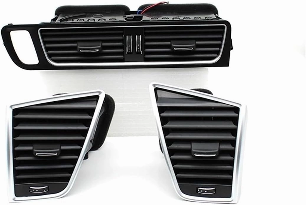 Air conditioning air outlet LHD Front Dash Middle Left Right Air Conditioner AC Vent Grille Frame Outlet Assembly Compatible For Q5 2009-2018 8R1820951 8R1820901(LHD-3PCS SET)
