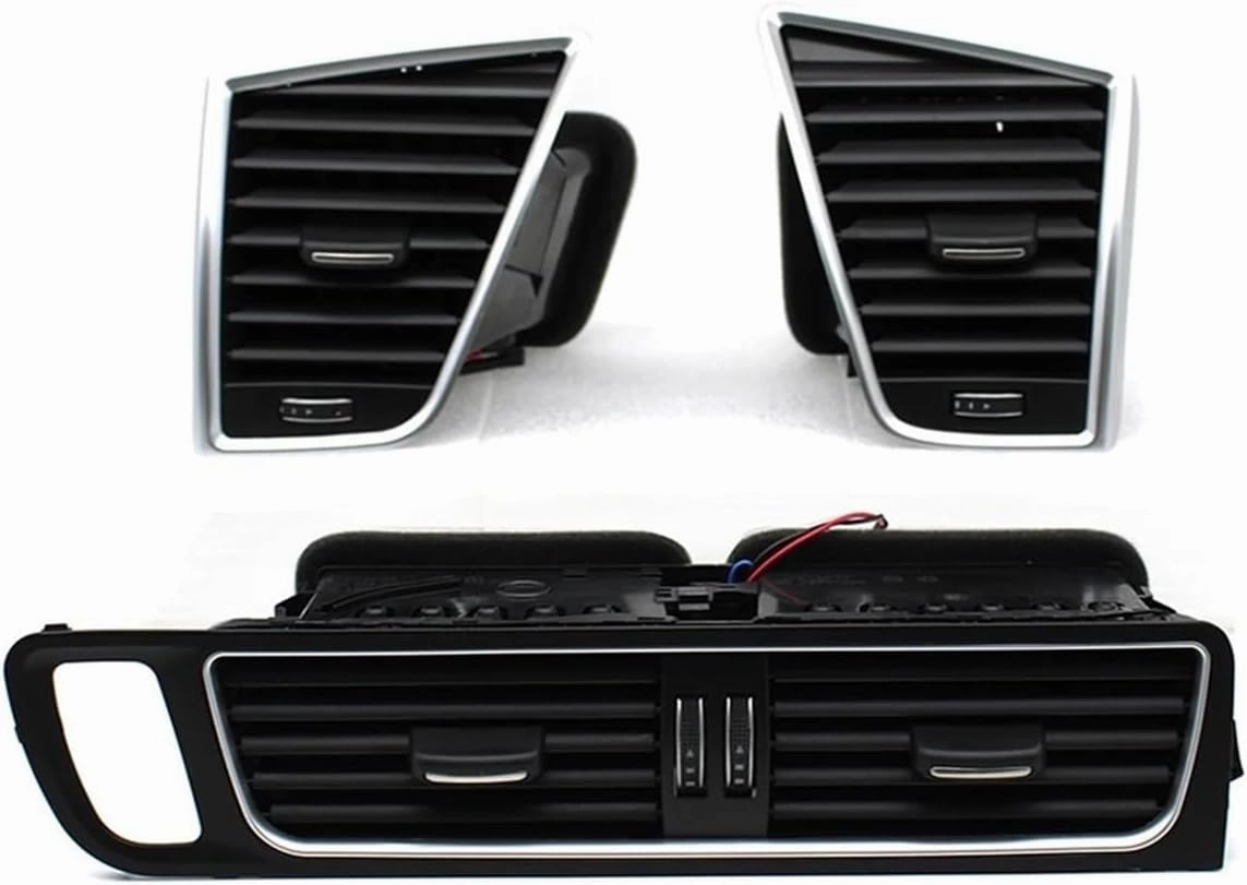 Air conditioning air outlet LHD Front Dash Middle Left Right Air Conditioner AC Vent Grille Frame Outlet Assembly Compatible For Q5 2009-2018 8R1820951 8R1820901(LHD-3PCS SET)