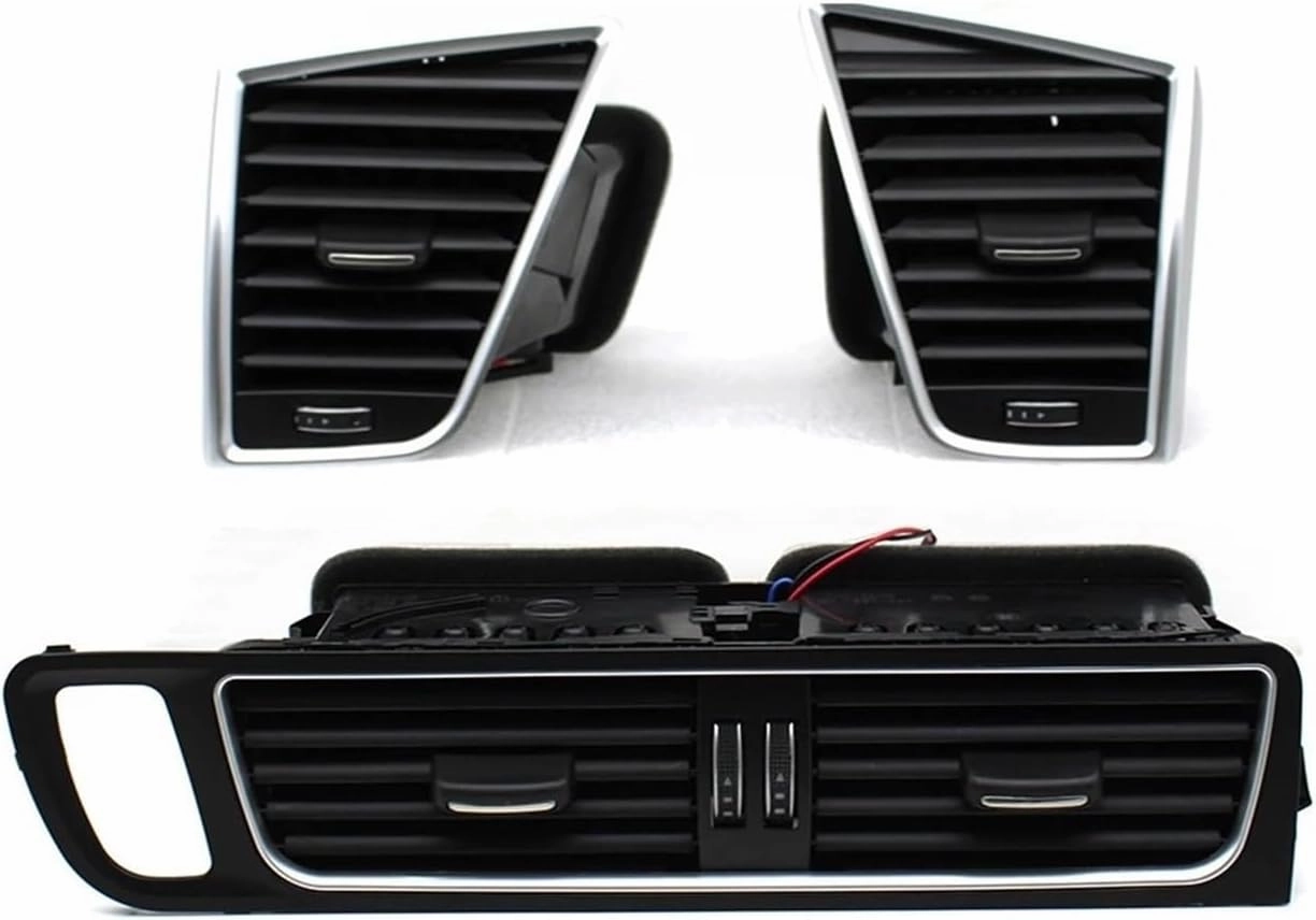 Air conditioning air outlet LHD Front Dash Middle Left Right Air Conditioner AC Vent Grille Frame Outlet Assembly Compatible For Q5 2009-2018 8R1820951 8R1820901(LHD-3PCS SET)