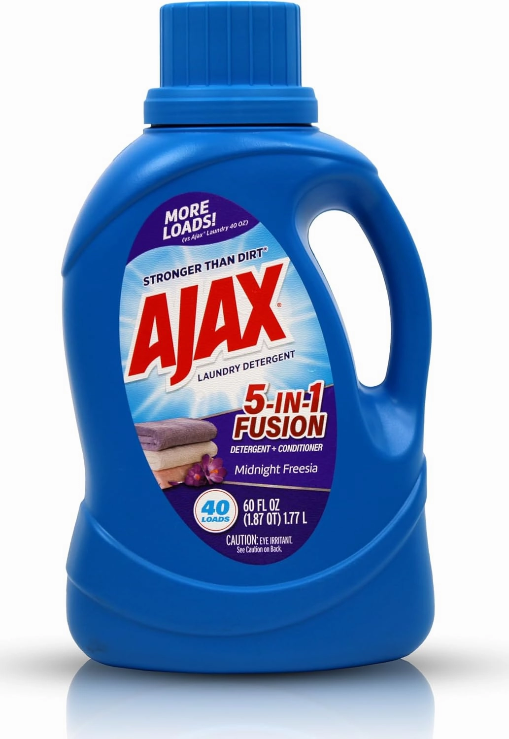 Ajax 5-in-1 Fusion Liquid Laundry Detergent – Totally Awesome Cleaner with Deep Clean Power, Odor & Stain Remover, Fabric Conditioner, HE Compatible, Midnight Freesia Scent, 60oz (Pack of 2), 80 Loads
