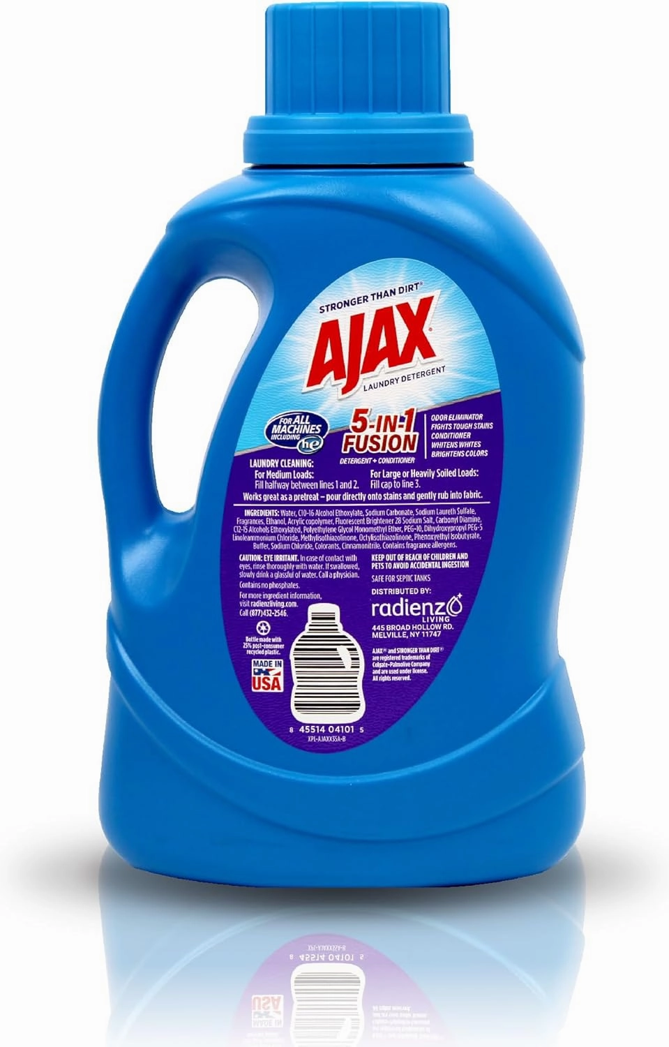 Ajax 5-in-1 Fusion Liquid Laundry Detergent – Totally Awesome Cleaner with Deep Clean Power, Odor & Stain Remover, Fabric Conditioner, HE Compatible, Midnight Freesia Scent, 60oz (Pack of 2), 80 Loads